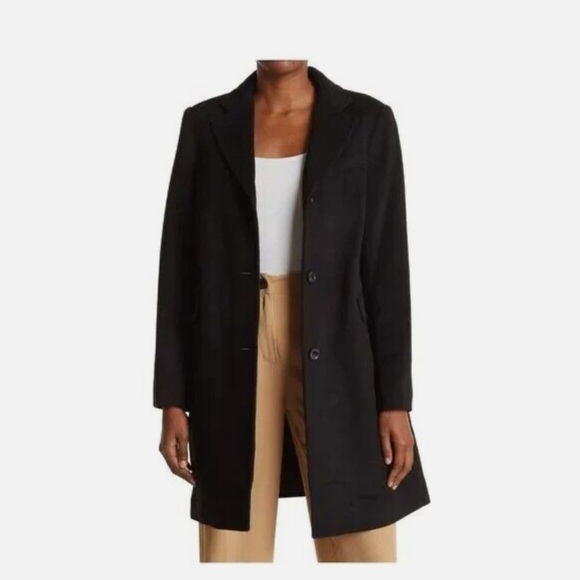 Lauren Ralph Lauren Chest Pocket Reefer Coat in Black